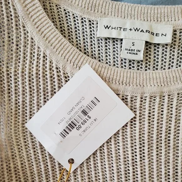 White + Warren, Hi-Low Sleeveless Sweater Tunic Vest in Cream, Size Small - Picture 5 of 8